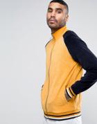 Asos Velour Jersey Jacket With Contrast Sleeves - Yellow