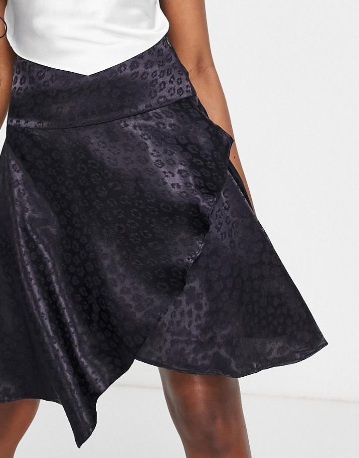 French Connection Boza Drape Satin Textured Skirt In Blue