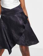 French Connection Boza Drape Satin Textured Skirt In Blue