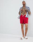 Hollister Core Guard Swim Shorts Icon Seagull Logo In Red - Red