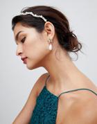 Asos Design Bridesmaid Headband With Delicate Pearl Detail In Gold - Gold