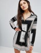 Parisian Printed Shirt Dress - Black