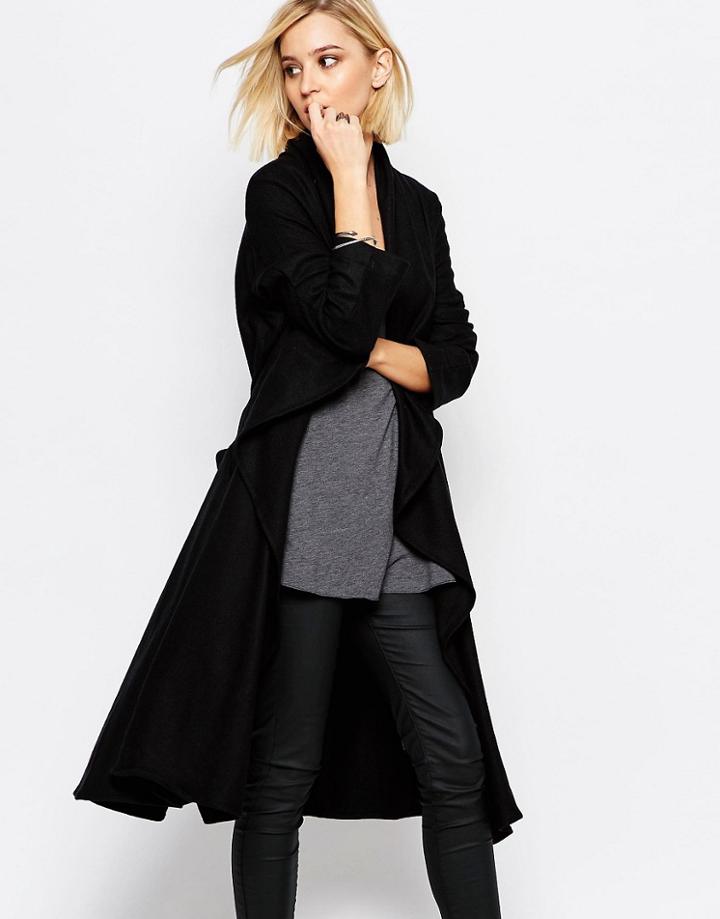 Religion Freedom Black Wool Coat - Black