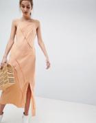 Asos White 100% Silk Raw Edge Cami Dress - Pink