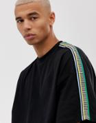Asos Design Oversized T-shirt With Shoulder Taping In Black