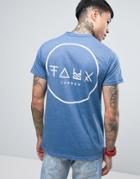 Friend Or Faux Crescent Back Print T-shirt - Blue
