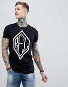 Religion Muscle Fit T-shirt With Split Hem In Black - Black
