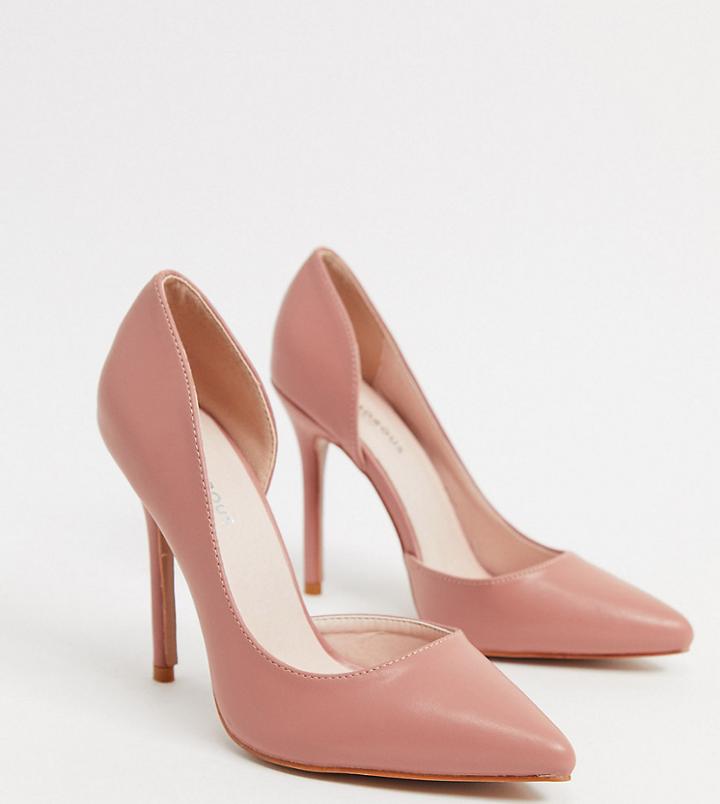Glamorous Wide Fit D'orsay Pumps In Blush-neutral