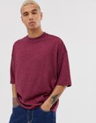 Asos Design Oversized T-shirt With Half Sleeve In Twisted Jersey In Pink