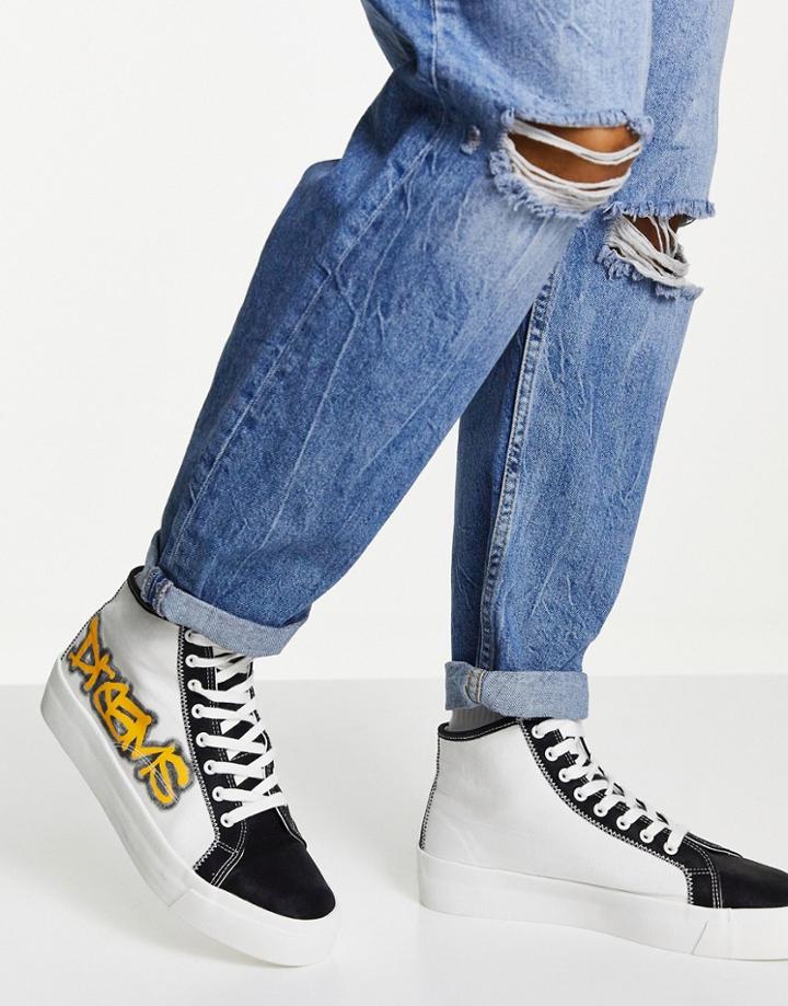 Asos Design Lace Up Sneakers With Graffiti Print-multi