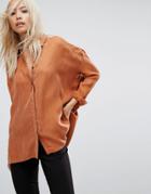 Religion Relaxed Shirt In Luxe Fabric - Orange