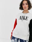 Nike Color Block Oversized Logo Sweatshirt-white