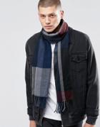 Asos Woven Scarf In Oversized Check - Blue