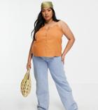 Asos Design Curve Button Through Sun Top With Frill In Apricot-no Color