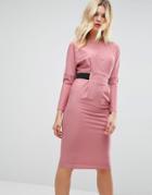Asos Midi Dress With Elastic Waist Detail - Pink