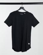 Jack & Jones Essentials Longline T-shirt With Curve Hem In Black