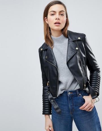 Ivyrevel Leather Look Biker Jacket - Black