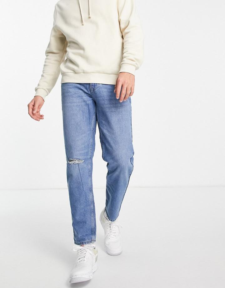 New Look Straight Fit Jeans In Mid Blue