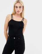 Asos Design Tank Body With Caging Back Detail-black