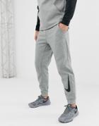 Nike Training Therma Sweatpants In Gray With Placement Swoosh Print