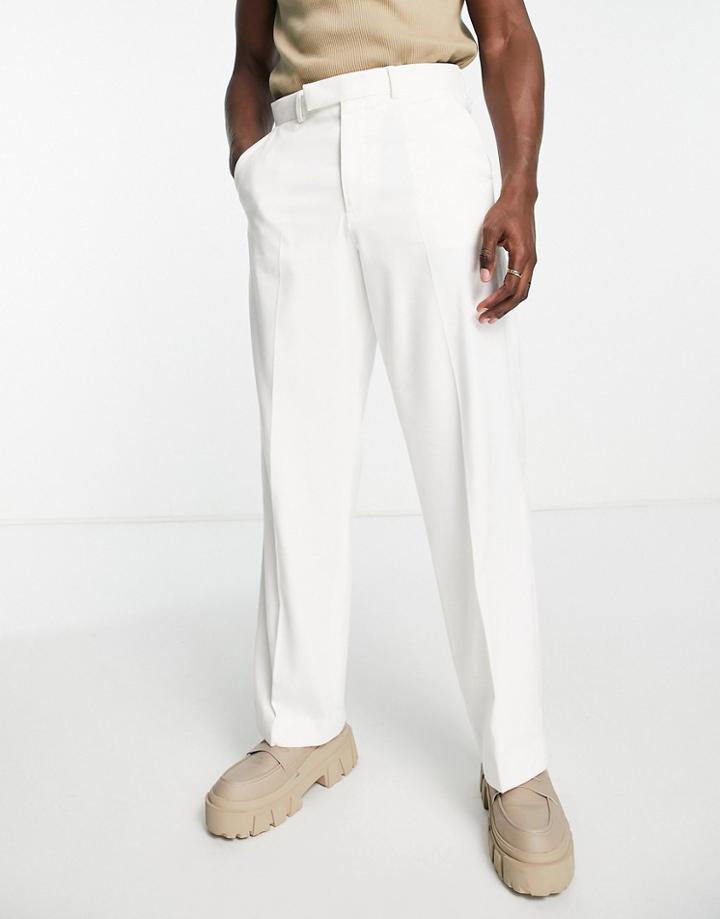 Asos Design Wide Leg Suit Pants In White