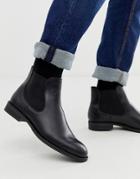 Selected Homme Leather Chelsea Boots In Black - Black