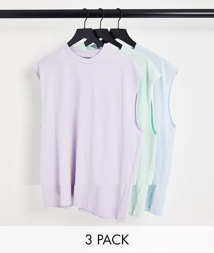 Asos Design 3 Pack Oversized Tank Top In Multi