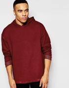 Asos Oversized Hoodie With Side Rib Panels In Oil Washed Red - Red