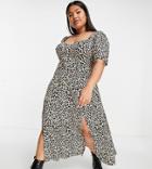 Asos Design Curve Cupped Maxi Dress With Slits In Animal Print-multi