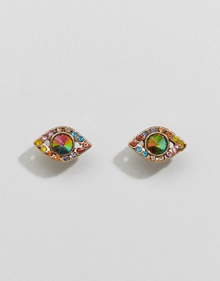 Steve Madden Evil Eye Stud Earrings - Gold