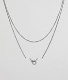 Pieces Layered Long Necklace - Silver