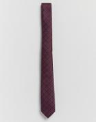 Asos Tie In Burgundy And Navy Geo Print - Navy