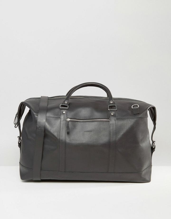 Sandqvist Jordan Leather Carryall Bag In Black - Black