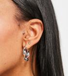 Asos Design Silver Plated Hoop Earrings With Twist Design