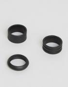 Aldo Engraved Black Band Rings In 3 Pack - Black