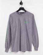 Mennace Long Sleeve T-shirt In Washed Purple With Chest And Sleeve Print