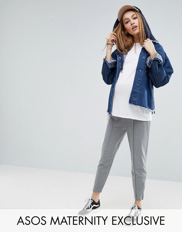 Asos Maternity Marl Track Pants With Zip Sides - Gray