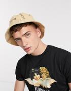 Fiorucci Bucket Hat With All Over Logo In Beige Cord