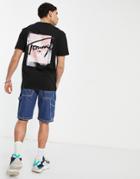 Tommy Jeans Script Photo Back Print T-shirt Relaxed Fit In Black