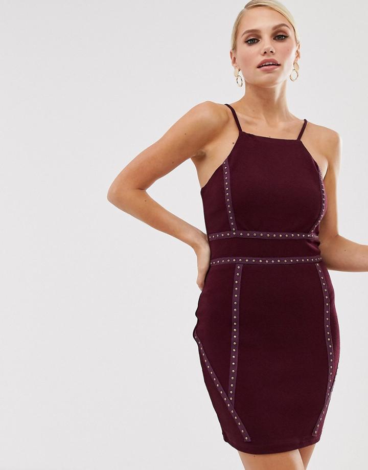 Ax Paris Square Neck Mini Dress-purple