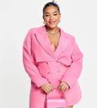 Extro & Vert Double Breasted Mini Blazer Dress With Overlay In Hot Pink