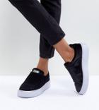 Puma Velour Strap Platform Sneakers In Black - Black