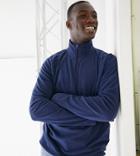Brave Soul Tall Quarter Zip High Neck Fleece-navy
