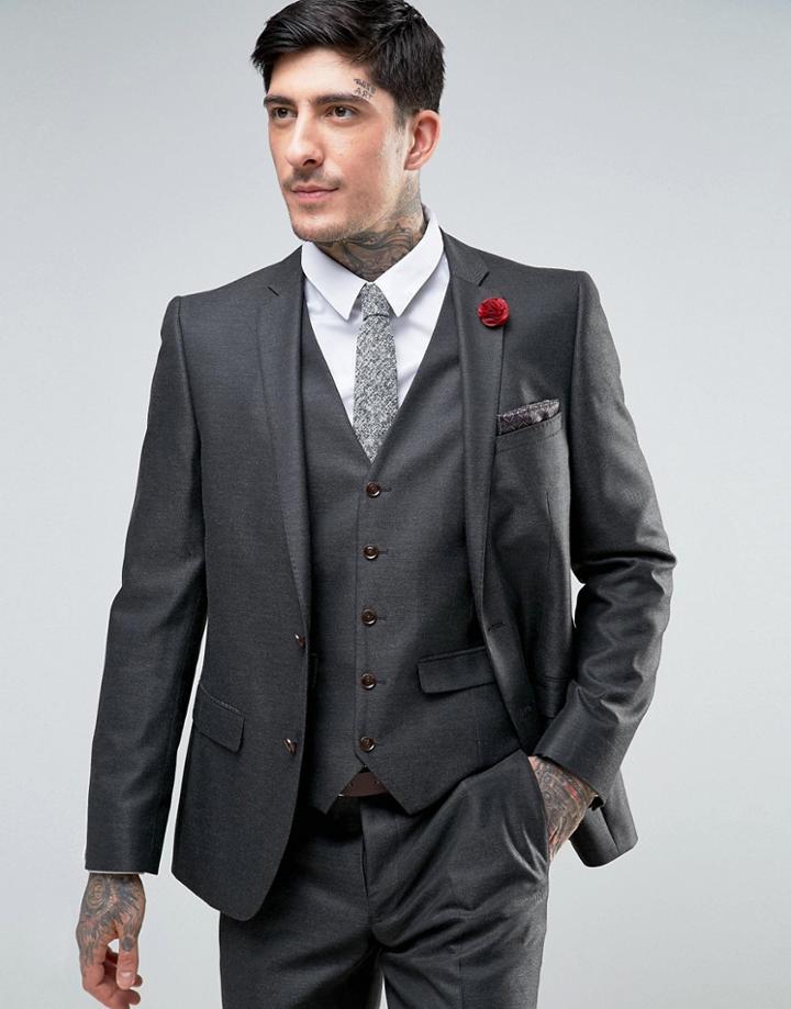 Harry Brown Slim Fit Twill Suit Jacket - Gray