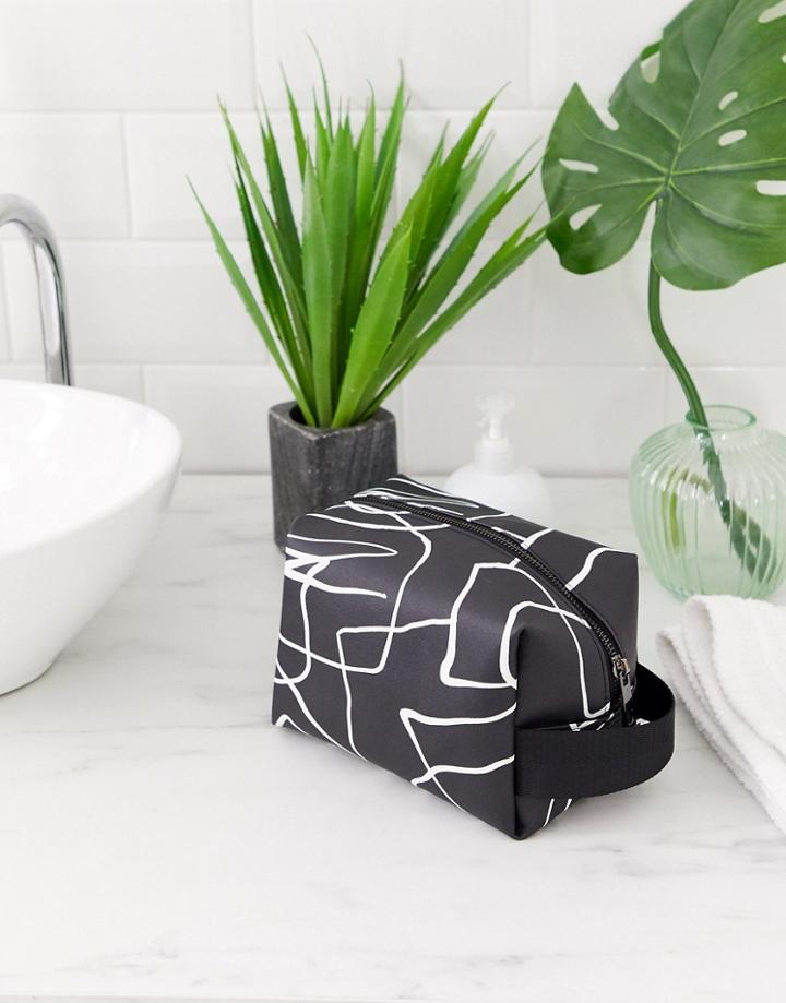 Asos Design Large Toiletry Bag In Abstract Print