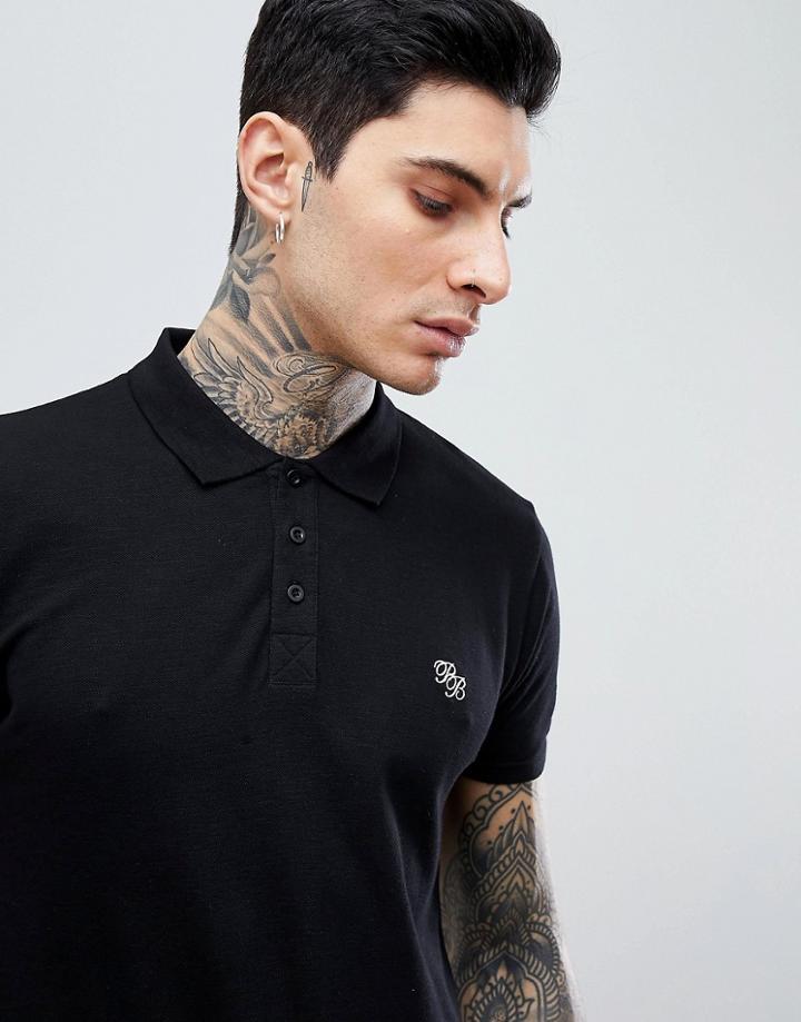 Process Black Logo Pique Polo - Blue