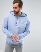 Asos Oversized Half Zip Hoodie In Light Blue - Blue