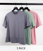 Asos Design 3 Pack T-shirt With Crew Neck In Multi