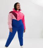 Asos 4505 Curve Ski Jumpsuit In Color Block With Funnel Neck - Multi