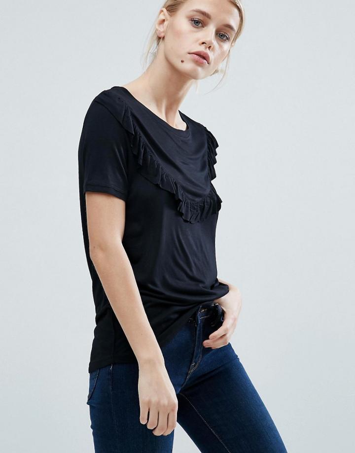 Brave Soul Frill T-shirt - Black